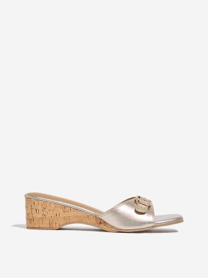 LUNA BLU Gold Wedge Sandals