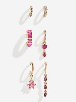 Westside Accessories Gold & Pink Single Earrings - Pack of 6