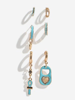 Westside Accessories Gold & Blue Single Earring Stacks - Pack of 6