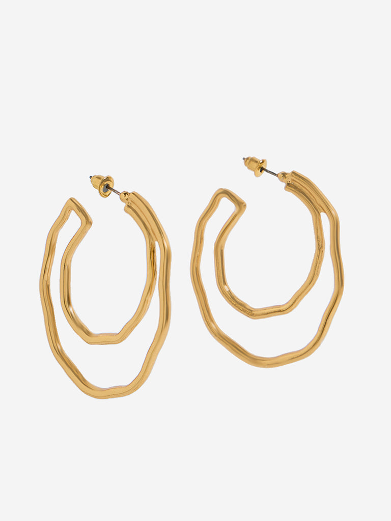 Westside Accessories Gold Double Circular Hoop Earrings - Image 2