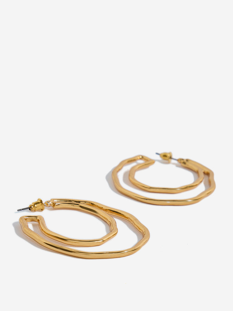Westside Accessories Gold Double Circular Hoop Earrings - Image 3