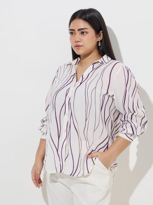 Gia Off-White Abstract Design Shirt