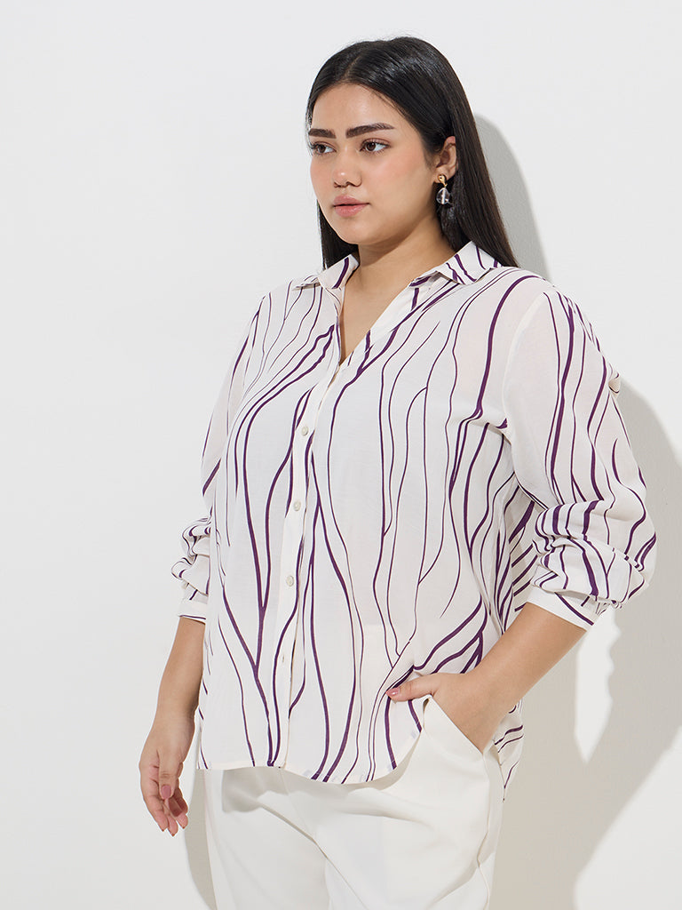 Gia Off-White Abstract Design Shirt