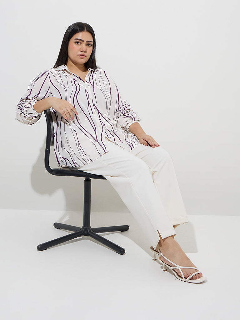 Gia Off-White Abstract Design Shirt - Image 2