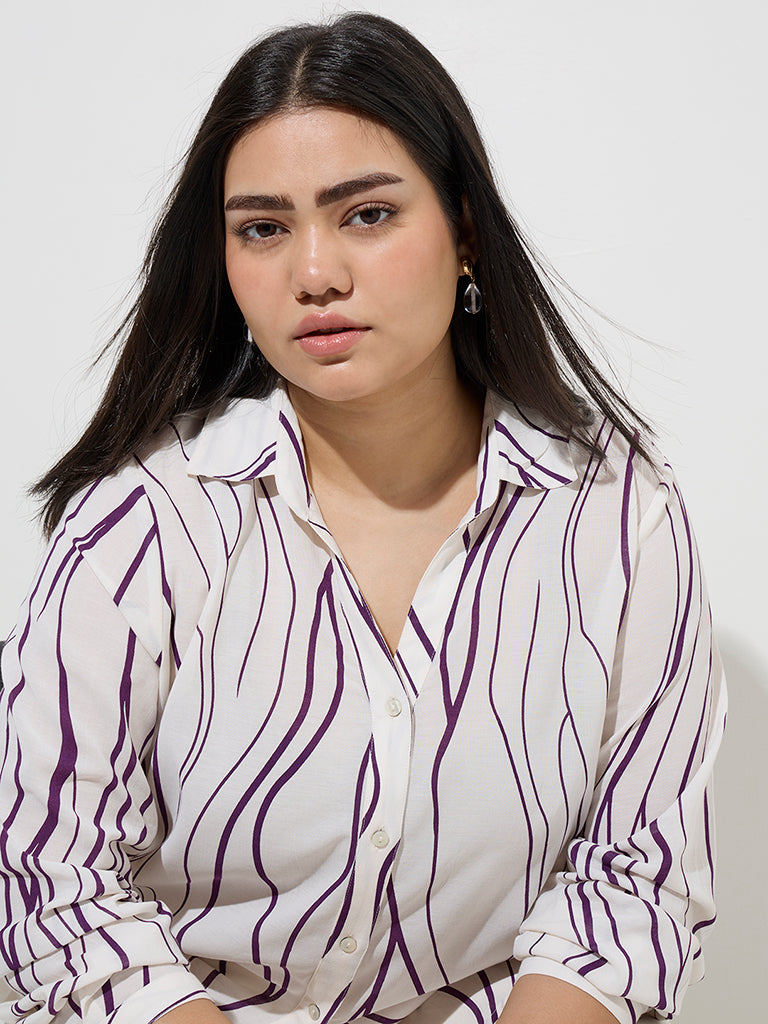 Gia Off-White Abstract Design Shirt - Image 3