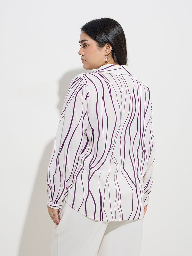 Gia Off-White Abstract Design Shirt - Image 4