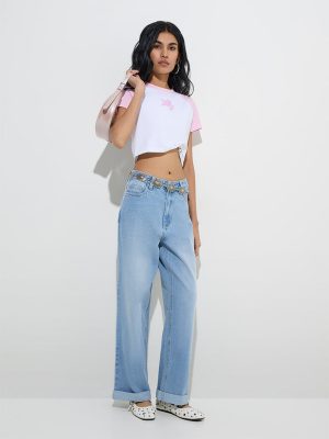 Nuon Blue Relaxed-Fit High-Rise Jeans