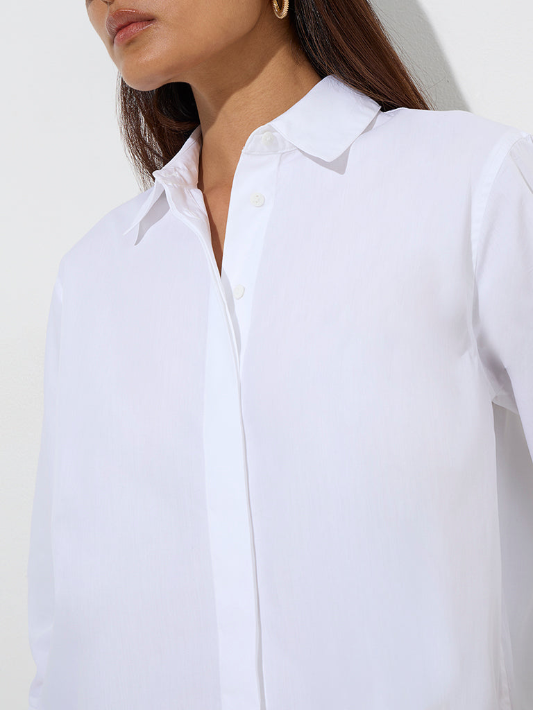 Wardrobe White Solid Shirt - Image 3