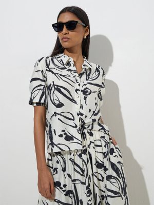 Wardrobe Ivory Abstract Printed Shirt