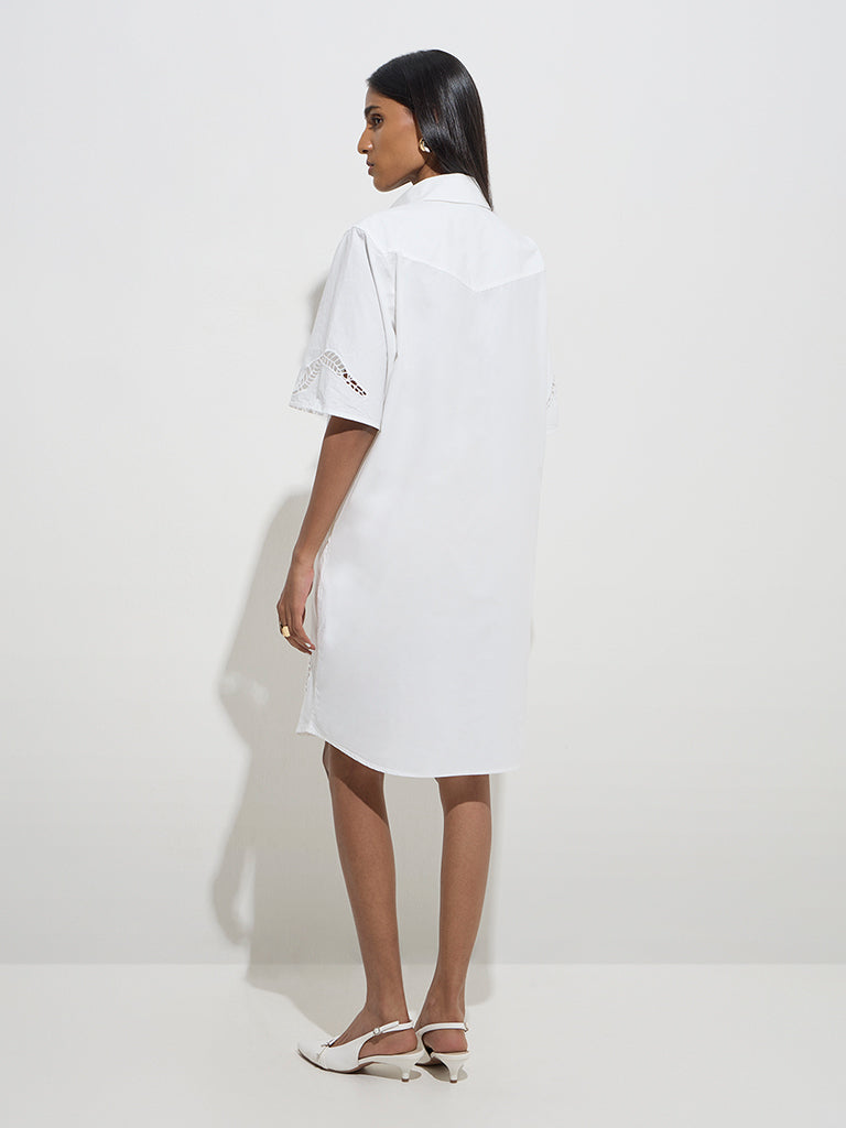Wardrobe White Leaf Design Shirt Dress - Image 4