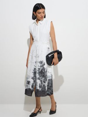 Wardrobe Ivory Scenic-Inspired Shirt Dress with Belt