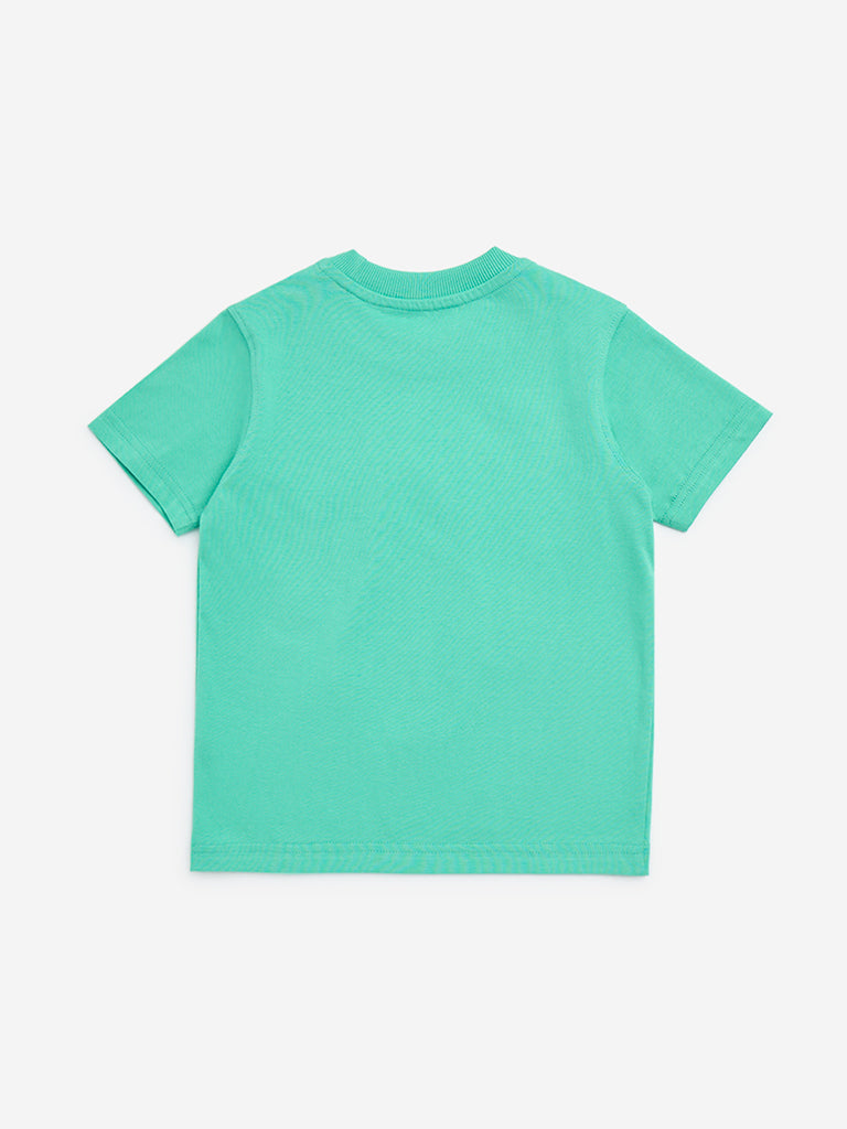 HOP Kids Green Animal Design Cotton T-Shirt - Image 2