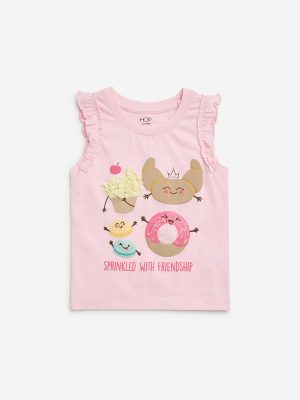 HOP Kids Pink Bakery-Themed Cotton Top