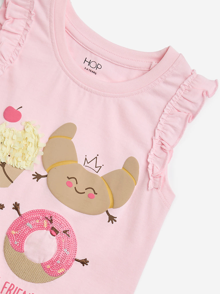 HOP Kids Pink Bakery-Themed Cotton Top - Image 3