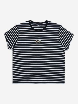 Y&F Kids Black Striped Cotton T-Shirt