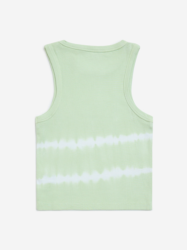 Y&F Kids Lime Tie-Dye Design Cotton-Blend Tank Top - Image 2
