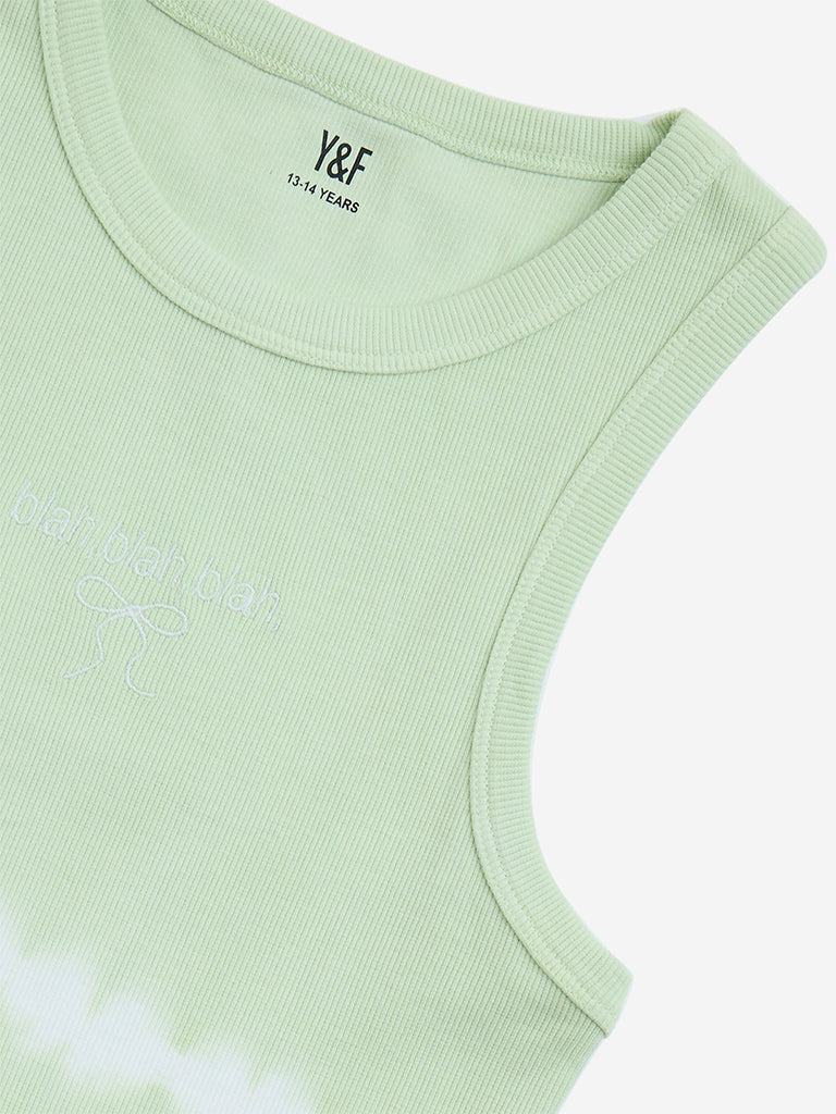 Y&F Kids Lime Tie-Dye Design Cotton-Blend Tank Top - Image 3