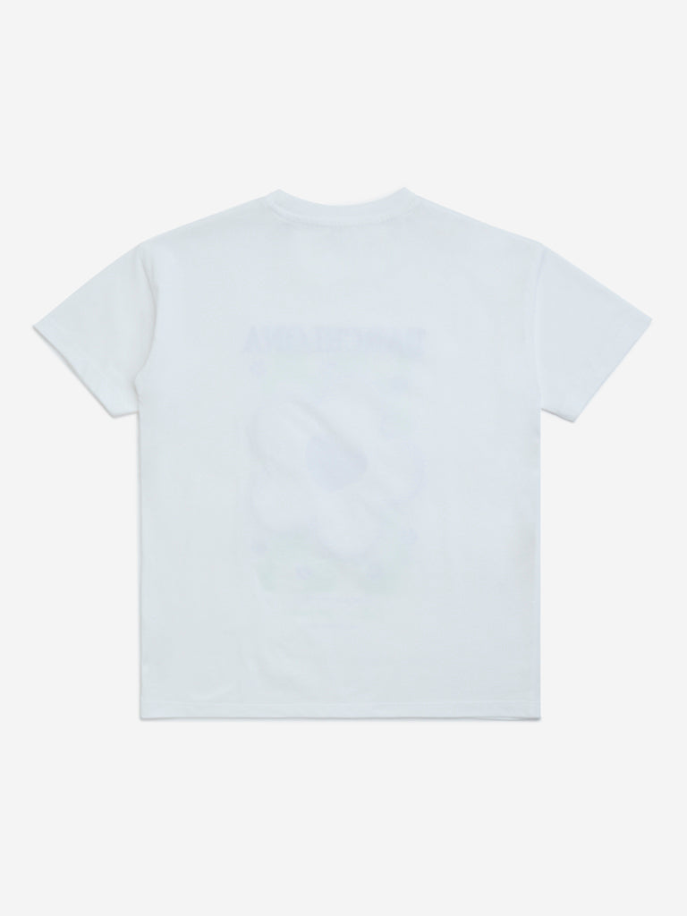 Y&F Kids White Floral Design Cotton T-Shirt - Image 2