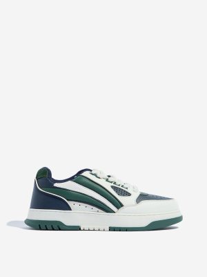 SOLEPLAY Green Colour-Blocked Lace-Up Sneakers
