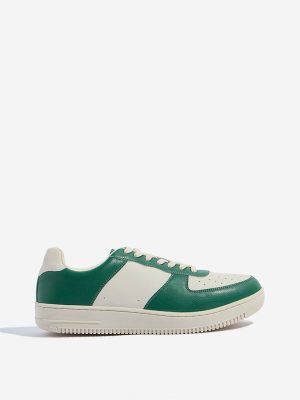 SOLEPLAY Green Colour-Blocked Lace-Up Sneakers