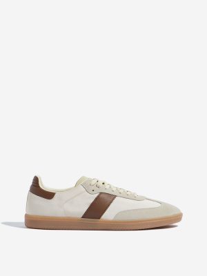SOLEPLAY Beige Colour-Blocked Lace-Up Sneakers