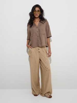 LOV Taupe Solid Shirt