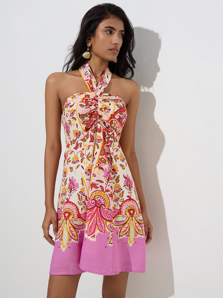 LOV Multicolour Floral A-Line Dress - Image 2