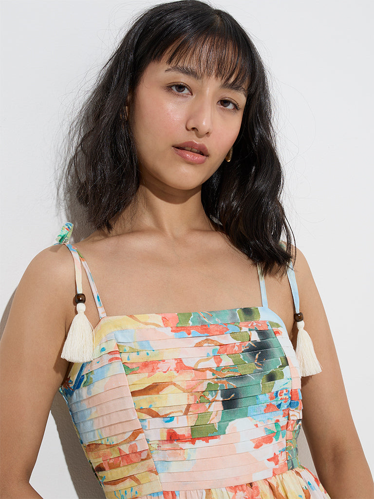 LOV Multicolour Scenic-Inspired Cotton A-Line Dress - Image 2