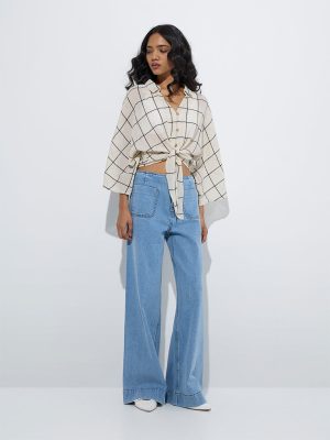 LOV Blue Wide-Leg Mid-Rise Jeans