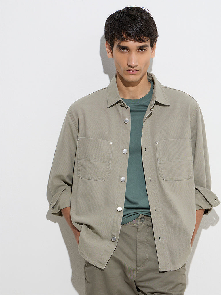WES Casuals Sage Relaxed-Fit Cotton Jacket