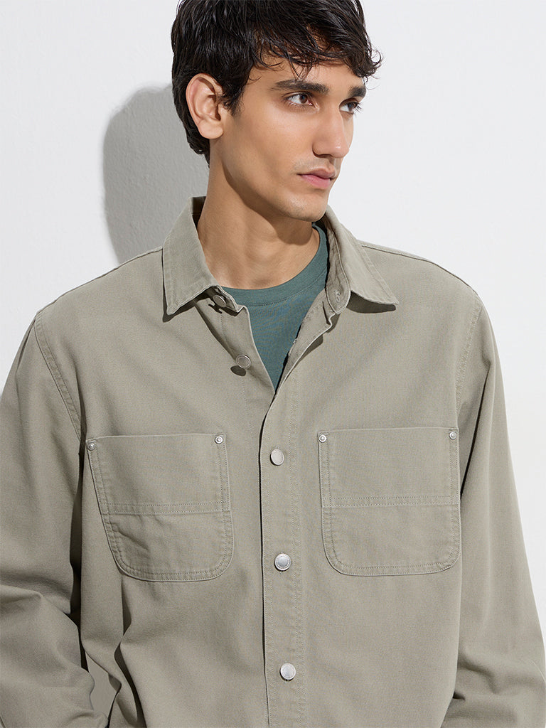 WES Casuals Sage Relaxed-Fit Cotton Jacket - Image 3