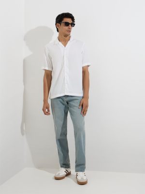 WES Casuals White Solid Relaxed-Fit Shirt