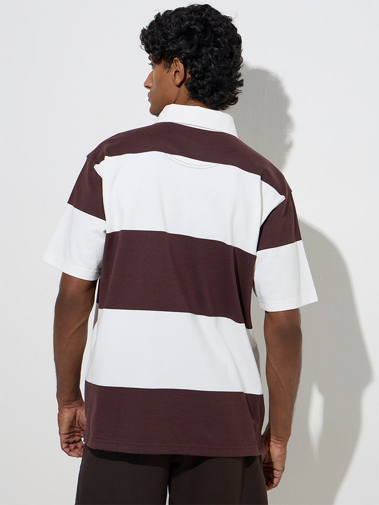 WES Casuals Brown Relaxed-Fit Cotton-Blend Polo T-Shirt - Image 5