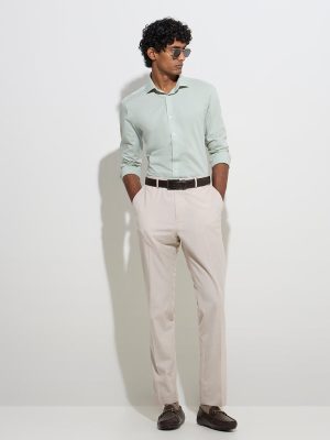 WES Formals Mint Ultra-Slim Fit Cotton-Blend Shirt