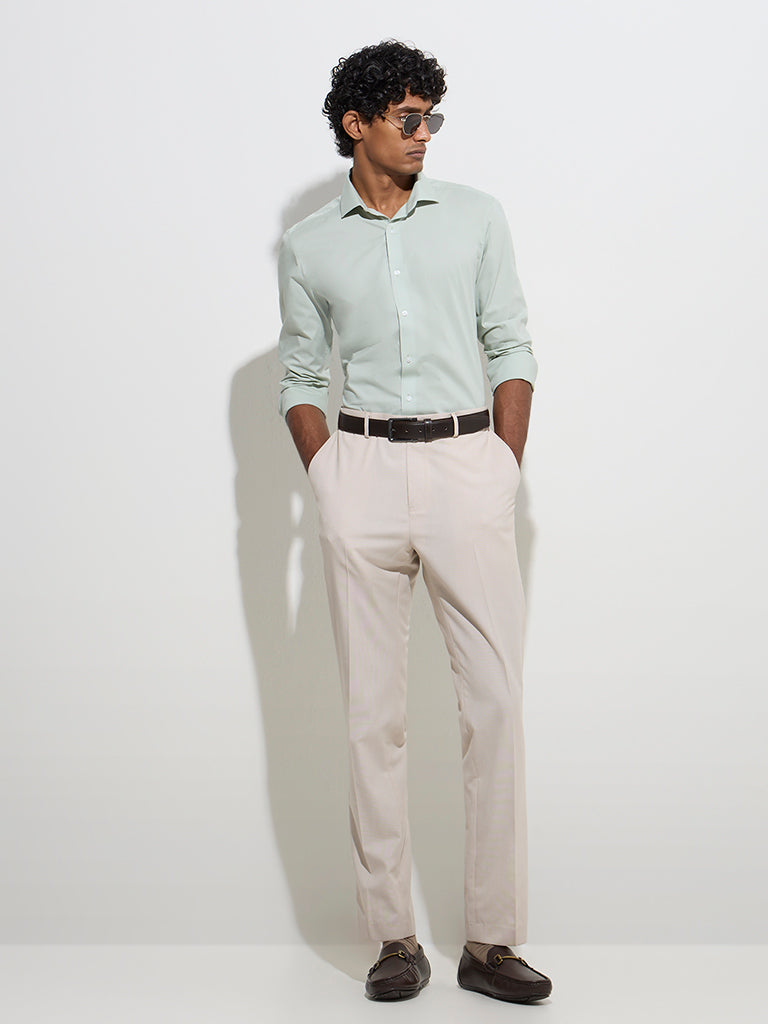 WES Formals Mint Ultra-Slim Fit Cotton-Blend Shirt