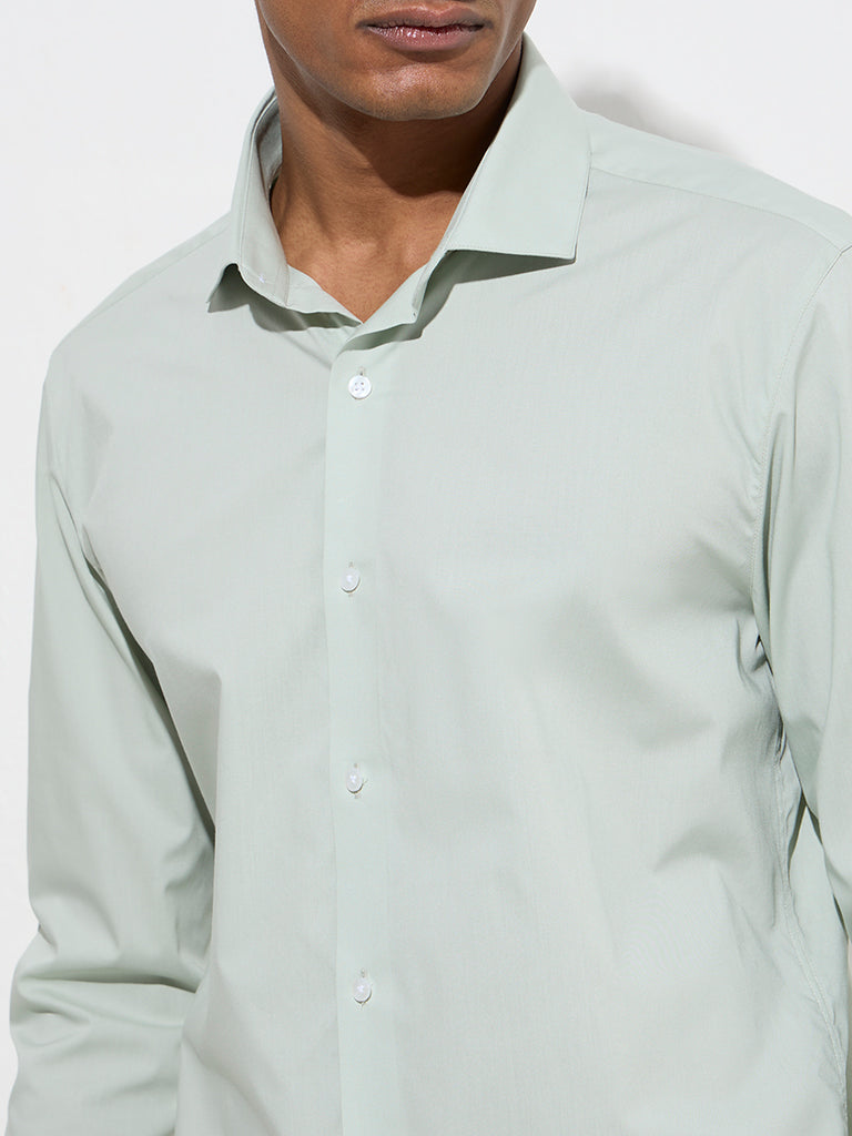 WES Formals Mint Ultra-Slim Fit Cotton-Blend Shirt - Image 3
