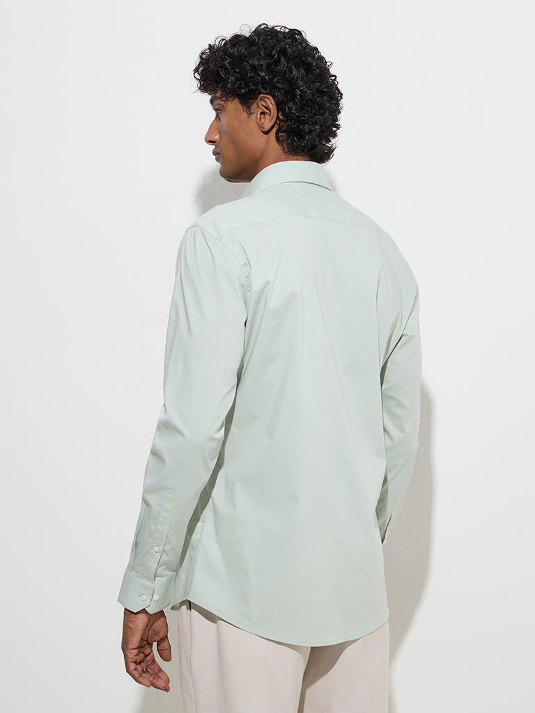 WES Formals Mint Ultra-Slim Fit Cotton-Blend Shirt - Image 4