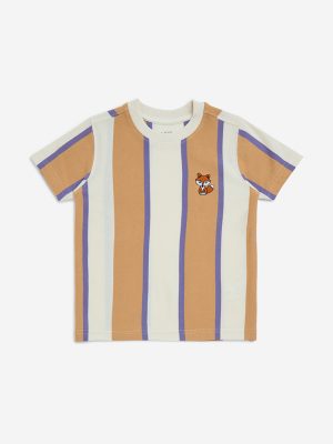 HOP Kids Multicolour Striped Design Cotton T-Shirt