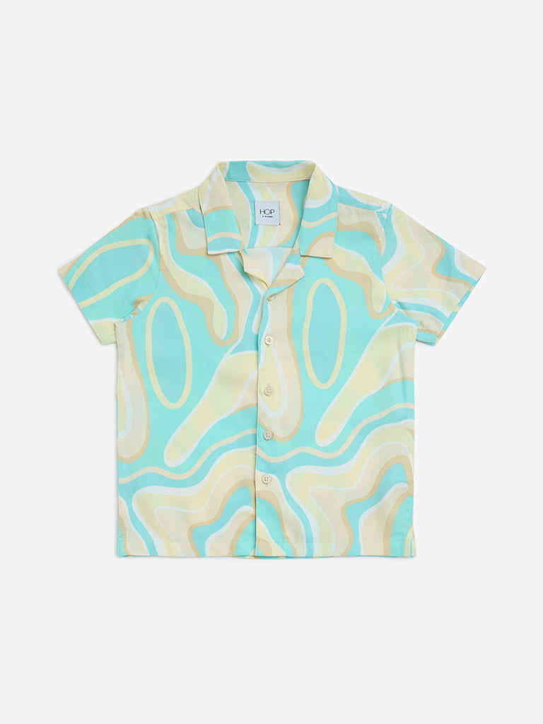 HOP Kids Multicolour Marble Printed Resort-Fit Shirt
