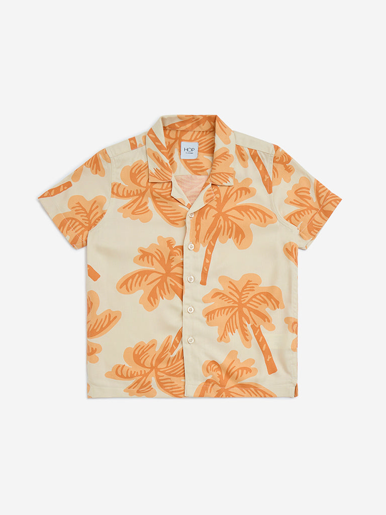 HOP Kids Orange Topical-Inspired Resort-Fit Shirt