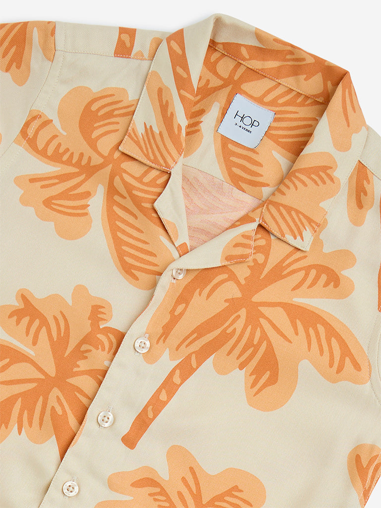 HOP Kids Orange Topical-Inspired Resort-Fit Shirt - Image 3