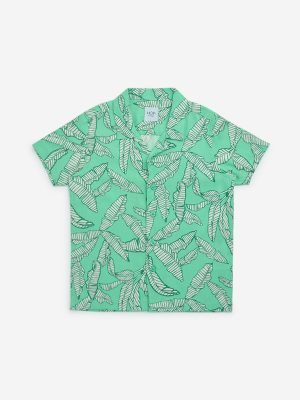 HOP Kids Green Leaf Printed Shirt