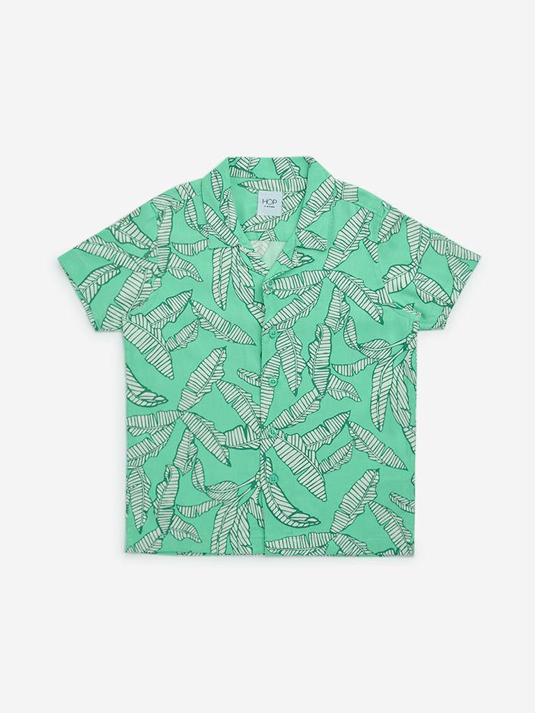 HOP Kids Green Leaf Printed Shirt