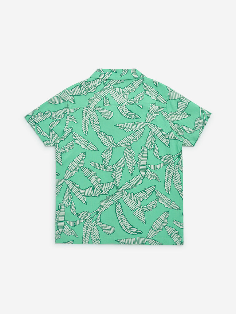 HOP Kids Green Leaf Printed Shirt - Image 2