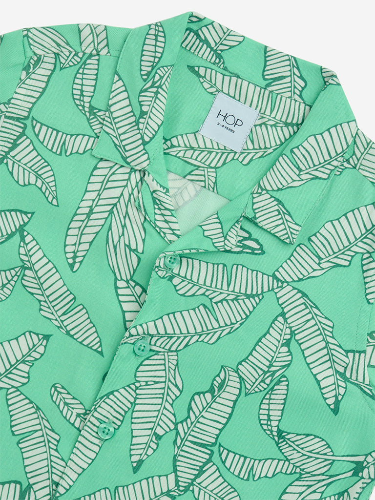 HOP Kids Green Leaf Printed Shirt - Image 3