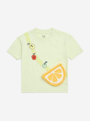 HOP Kids Lime Fruit Printed Cotton T-Shirt