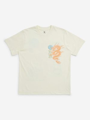 Y&F Kids Off-White Printed Cotton T-Shirt