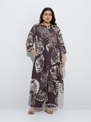 Diza Dark Brown Sea-Shell Design Ethnic Pants