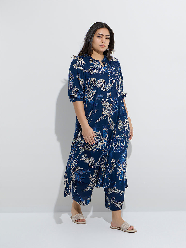 Diza Indigo Marine-Themed Ethnic Pants