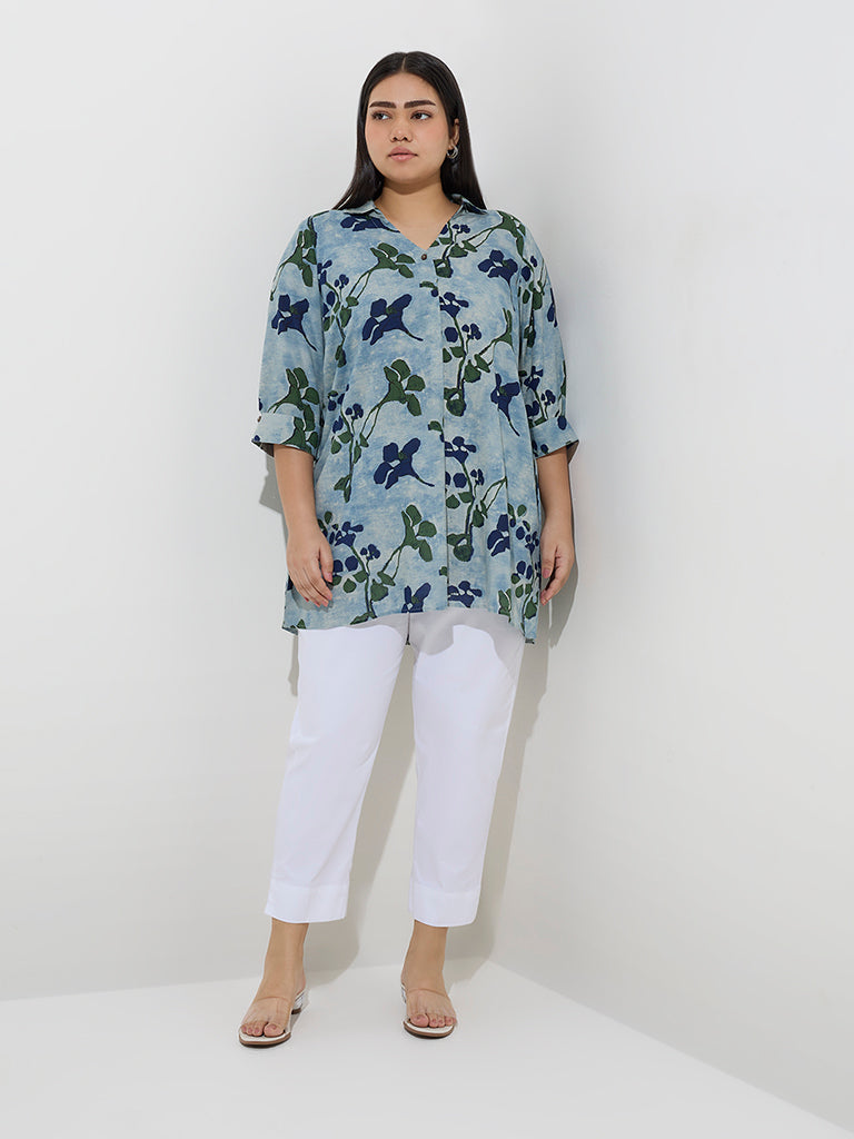 Diza Blue Foliage Design Tunic - Image 2